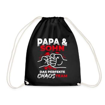 Papa & Sohn Das Perfekte Chaos Team - Vatertag Bes - Turnbeutel - Schwarz - Vorne