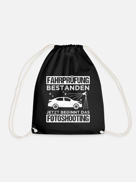 Fahrprüfung Bestanden Jetzt Beginnt Fotoshooting F - Turnbeutel - Schwarz