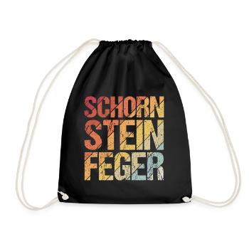 Schorn Stein Feger Schornstein Glücksbringer Kamin - Turnbeutel - Schwarz - Vorne