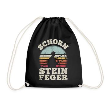 Schorn Stein Feger Schornstein Glücksbringer Kamin - Turnbeutel - Schwarz - Vorne
