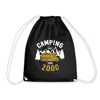 Anniversaire: Camping depuis juin 2000 Camping-car - Sac de sport léger - noir - Devant
