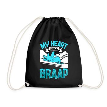 My heart goes BRAAP - Schneemobil - Turnbeutel - Schwarz - Vorne