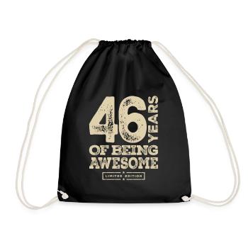 Funny 46th Birthday Age 46 Years Old - Drawstring Bag - black - Front
