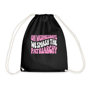 On Wednesdays We Smash The Patriarchy Feminist - Drawstring Bag - black - Front