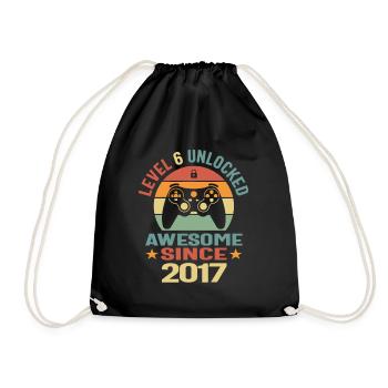 Level 6 Unlocked Awesome 2017 Video Gamer 6th - Drawstring Bag - black - Front