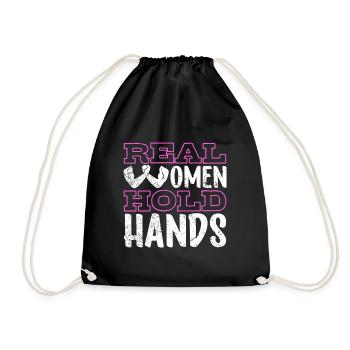 De vraies femmes se tiennent la main - bras de fer - Sac de sport léger - noir - Devant