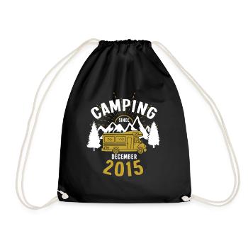 Anniversaire: Camping depuis décembre 2015 Camping-car - Sac de sport léger - noir - Devant