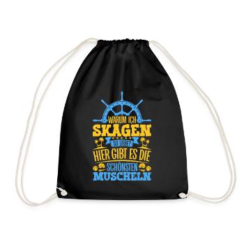 Schöne Muscheln - Warum ich Skagen so liebe - Turnbeutel - Schwarz - Vorne