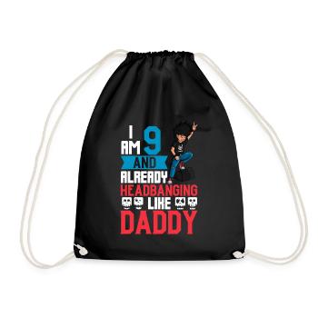 I'm 9 - Young Rocker - Drawstring Bag - black - Front