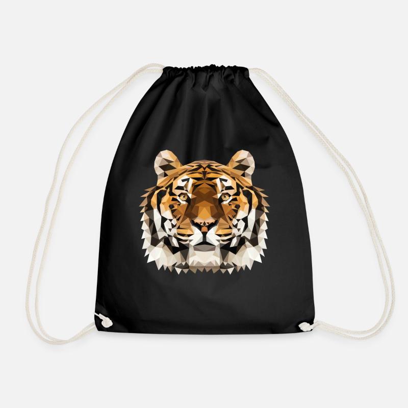 Tiger | Polygon Tiger Kopf | Tigerkopf geometrisch - Turnbeutel - Schwarz