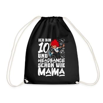 Ich bin 10 - Mädchen Rocker - Turnbeutel - Schwarz - Vorne
