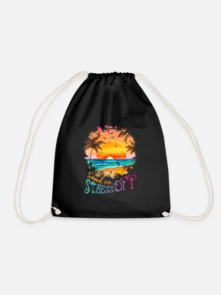 Sand ON Stress OFF Summer Surfer Geschenk - Turnbeutel - Schwarz