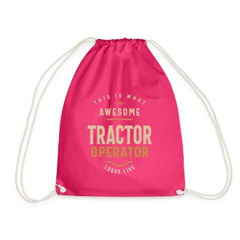 Tractor Operator - Drawstring Bag - fuchsia - Front