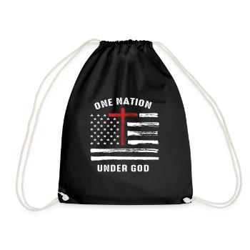 Christian Faith Family Vintage USA Flag - Drawstring Bag - black - Front