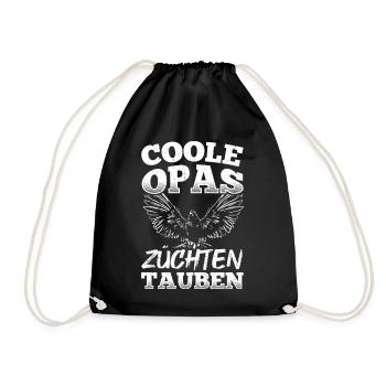 COOLE OPAS ZÜCHTEN TAUBEN - Züchter Vogelfreund Gr - Turnbeutel - Schwarz - Vorne