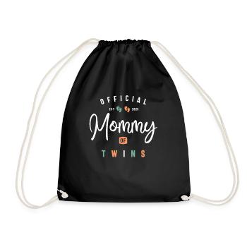Womens Mommy of Twins New Mom To Be Expecting 2023 - Drawstring Bag - black - Front