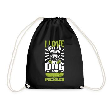 I love my dog and pickles - Gurken - Turnbeutel - Schwarz - Vorne