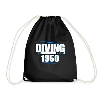 Taucher Geburtstag - Diving since January 1950 - Turnbeutel - Schwarz - Vorne