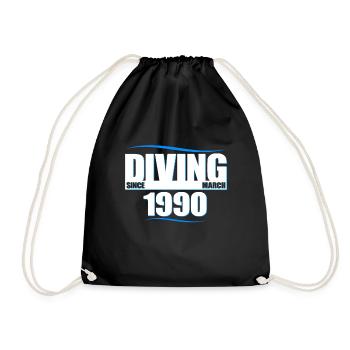 Anniversaire du plongeur - Plongée depuis mars 1990 - Sac de sport léger - noir - Devant