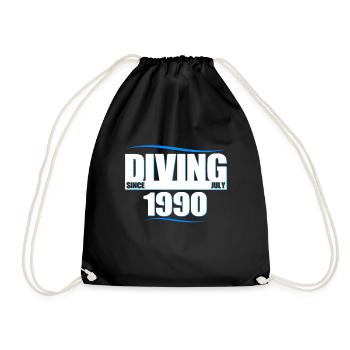 Anniversaire du plongeur - Plongée depuis juillet 1990 - Sac de sport léger - noir - Devant