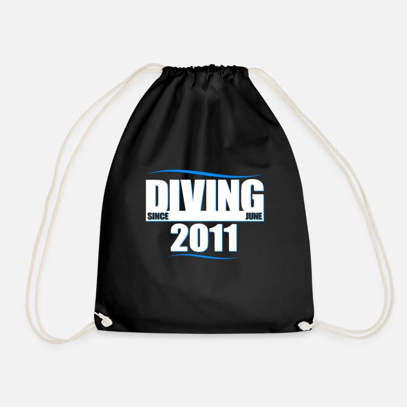 Diver Birthday - Diving since June 2011 - Drawstring Bag - black