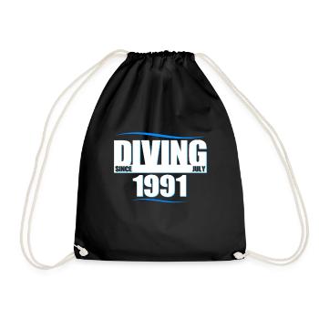 Anniversaire du plongeur - Plongée depuis juillet 1991 - Sac de sport léger - noir - Devant