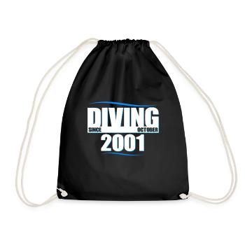 Diver Birthday - Diving since October 2001 - Drawstring Bag - black - Front