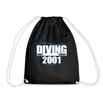 Diver Birthday - Diving since August 2001 - Drawstring Bag - black - Front