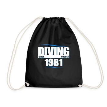 Taucher Geburtstag - Diving since August 1981 - Turnbeutel - Schwarz - Vorne