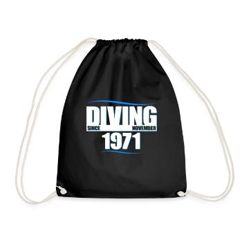 Taucher Geburtstag - Diving since November 1971 - Turnbeutel - Schwarz - Vorne