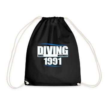 Anniversaire du plongeur - Plongée depuis décembre 1991 - Sac de sport léger - noir - Devant