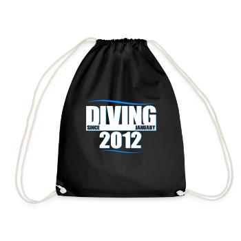 Diver Birthday - Diving since January 2012 - Drawstring Bag - black - Front