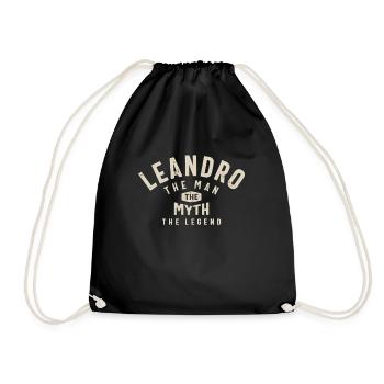Leandro Personalized Name - Drawstring Bag - black - Front