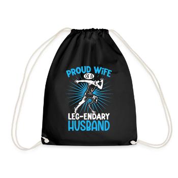 Proud wife - prosthetic leg - Drawstring Bag - black - Front