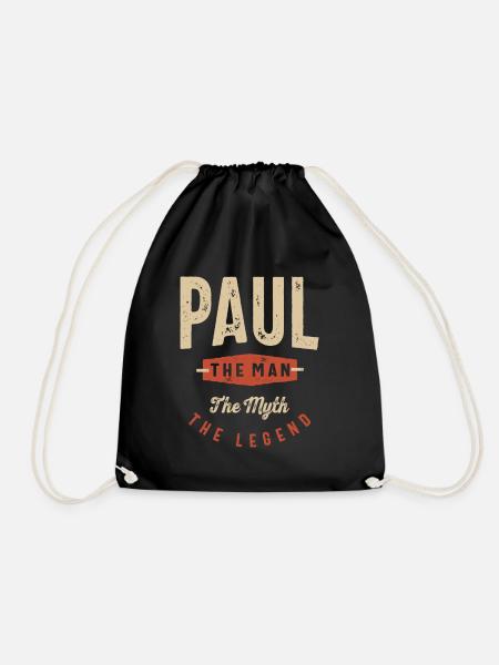 Paul Name Funny Personalized Birthday Paul - Drawstring Bag - black
