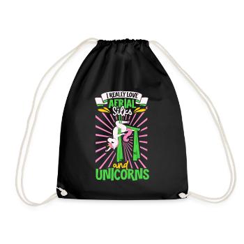Unicorn - I really love Aerial Silks - Drawstring Bag - black - Front