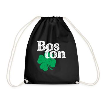 St Patricks Day Shamrock Massachusetts Boston - Drawstring Bag - black - Front