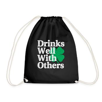 Drinks Well With Others St Patricks Day - Drawstring Bag - black - Front
