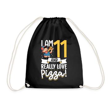 I'm 11 - Boys Pizza - Drawstring Bag - black - Front