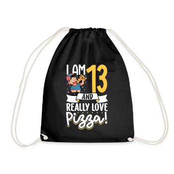 I'm 13 - Boy Pizza - Drawstring Bag - black - Front