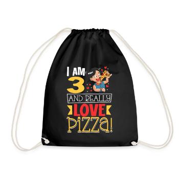 I'm 3 - Girls Pizza - Drawstring Bag - black - Front