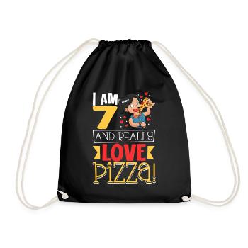 I' - Girl Pizza - Drawstring Bag - black - Front