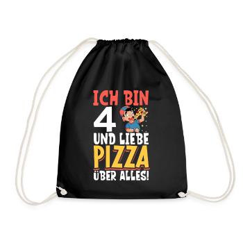 Ich bin 4 - Jungen Pizza - Turnbeutel - Schwarz - Vorne