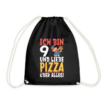 Ich bin 9 - Jungen Pizza - Turnbeutel - Schwarz - Vorne