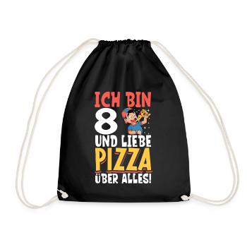 Ich bin 8 - Jungen Pizza - Turnbeutel - Schwarz - Vorne