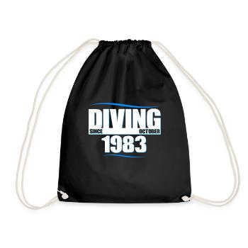 Diver Birthday - Diving since October 1983 - Drawstring Bag - black - Front