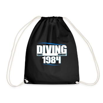 Taucher Geburtstag - Diving since January 1984 - Turnbeutel - Schwarz - Vorne