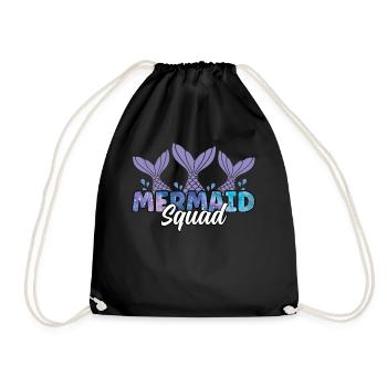 Mermaid Squad Familie Niedliche passende Meerjungfrau - Turnbeutel - Schwarz - Vorne