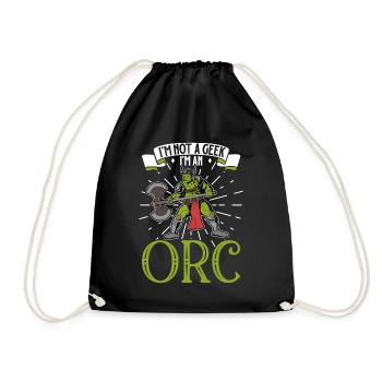 No Geek - D20 RPG Character - Orc - Drawstring Bag - black - Front