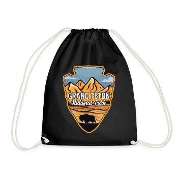 Grand Teton US National Park Arrowhead Mountain - Drawstring Bag - black - Front
